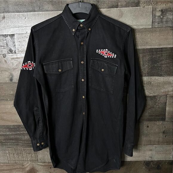 VTG MWG Canadian Outdoors Button Down Aztec Stitching Mens Medium - Picture 1 of 6